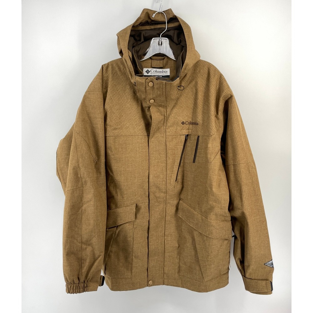 Columbia Omni-Tech Mens XXL Brown Hooded Insulated Winter Jacket Coat Waterproof